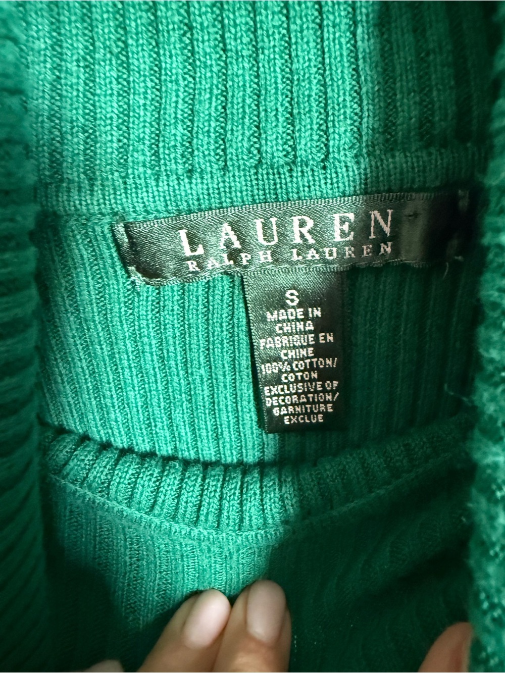 Ralph Lauren Green Ribbed Turtleneck Sweater size S. Euc. - Picture 4 of 6